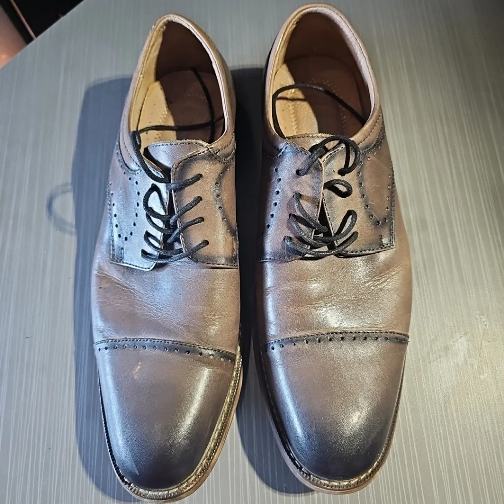 Stacy Adams Mens Balance Manmade Leather Oxford Shoes Size 9.5 Brown & Black EUC